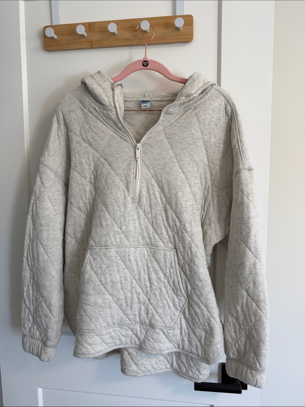 Old Navy Quilted Half-Zip Hoodie - Light Heather Gray